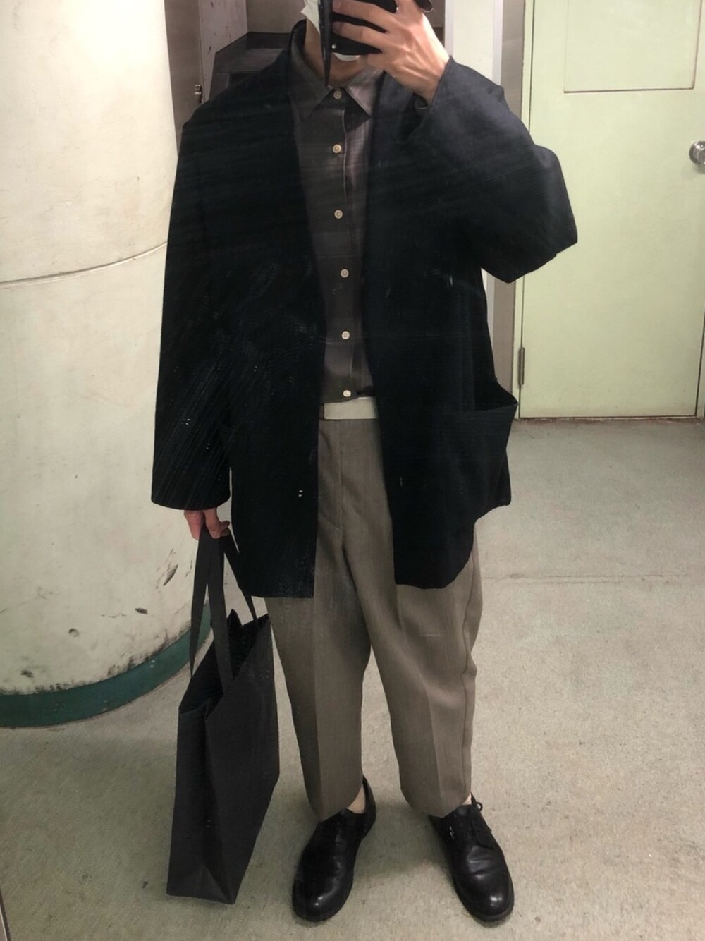 ジャケット・アウター LAPELLESS SHIRT JACKET WOOL SOFT SERGE LAPELLESS SHIRT JACKET WOOL SOFT SERGE - marka 「Area」