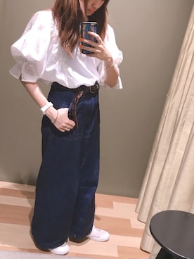 「ブラウス×デニム」｜atsumiさん（レディース・156cm）の春コーディネート