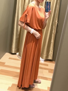 「アイテム（レギンス/スパッツ、ベージュ系）」を使った、atsumiさん（レディース・156cm）の夏コーディネート