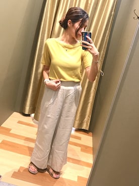 「イエロー×ベージュ」｜atsumiさん（レディース・156cm）の夏コーディネート