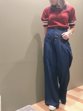 「ラインニット」｜atsumiさん（レディース・156cm）の夏コーディネート