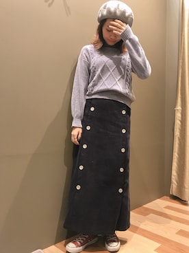 「アイラブCONVERSE」｜「アイテム（ハンチング/ベレー帽）」を使った、atsumiさん（レディース・156cm）の冬コーディネート