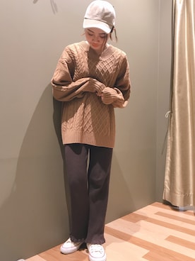 「Vネック」｜「アイテム（チュニック）」を使った、atsumiさん（レディース・156cm）の冬コーディネート