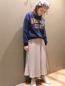 「新作」｜「アイテム（ハンチング/ベレー帽）」を使った、atsumiさん（レディース・156cm）の冬コーディネート