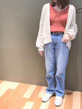 「ざっくりニットカーディガン」｜atsumiさん（レディース・156cm）の冬コーディネート