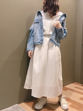 「Green　Parks（グリーンパークス）のアイテム（ワンピース）」を使った、atsumiさん（レディース・156cm）の春コーディネート