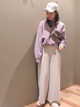 「袖ボリューム」｜「アイテム（キャップ）」を使った、atsumiさん（レディース・156cm）の春コーディネート