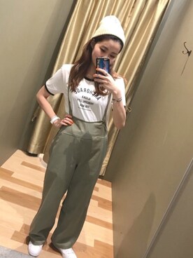 「Green　Parks（グリーンパークス）のアイテム（オールインワン・サロペット）」を使った、atsumiさん（レディース・156cm）の春コーディネート