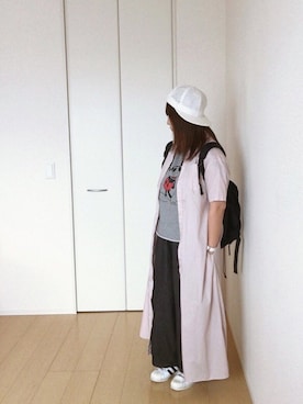 「ミッキーT」｜「アイテム（シャツワンピース）」を使った、yuhinaさん（レディース・158cm）の夏コーディネート