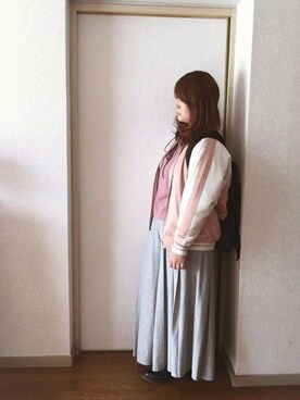 「くすみピンク」｜「アイテム（ブルゾン）」を使った、yuhinaさん（レディース・158cm）の冬コーディネート