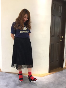 「ソックス×サンダル」｜なんばマルイ店さん（レディース・156cm）の夏コーディネート