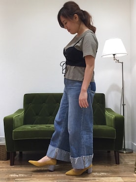 「チャンキーヒール」｜なんばマルイ店さん（レディース・156cm）の夏コーディネート