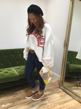 「オリエンタルトラフィック」｜「アイテム（スリッポン）」を使った、なんばマルイ店さん（レディース・156cm）の秋コーディネート