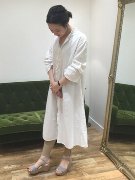 「ORiental TRaffic(ORiental TRaffic)」｜「アイテム（シャツワンピース）」を使った、なんばマルイ店さん（レディース・156cm）の春コーディネート
