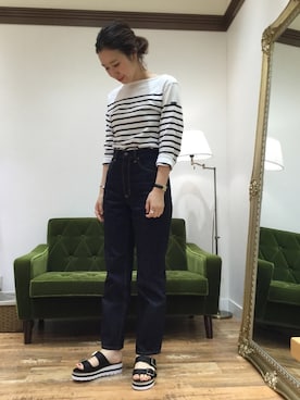 「SAINT JAMES（セントジェームス）のアイテム」を使った、なんばマルイ店さん（レディース・156cm）の春コーディネート