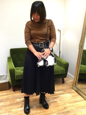 「stradivarius（ストラディバリウス）のアイテム」を使った、なんばマルイ店さん（レディース・156cm）の秋コーディネート