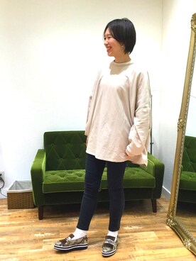 「スキニー　黒」｜なんばマルイ店さん（レディース・156cm）の冬コーディネート