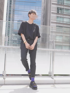 「glamb（グラム）のアイテム（サンダル）」を使った、ムーンさん（メンズ・182cm）の春コーディネート