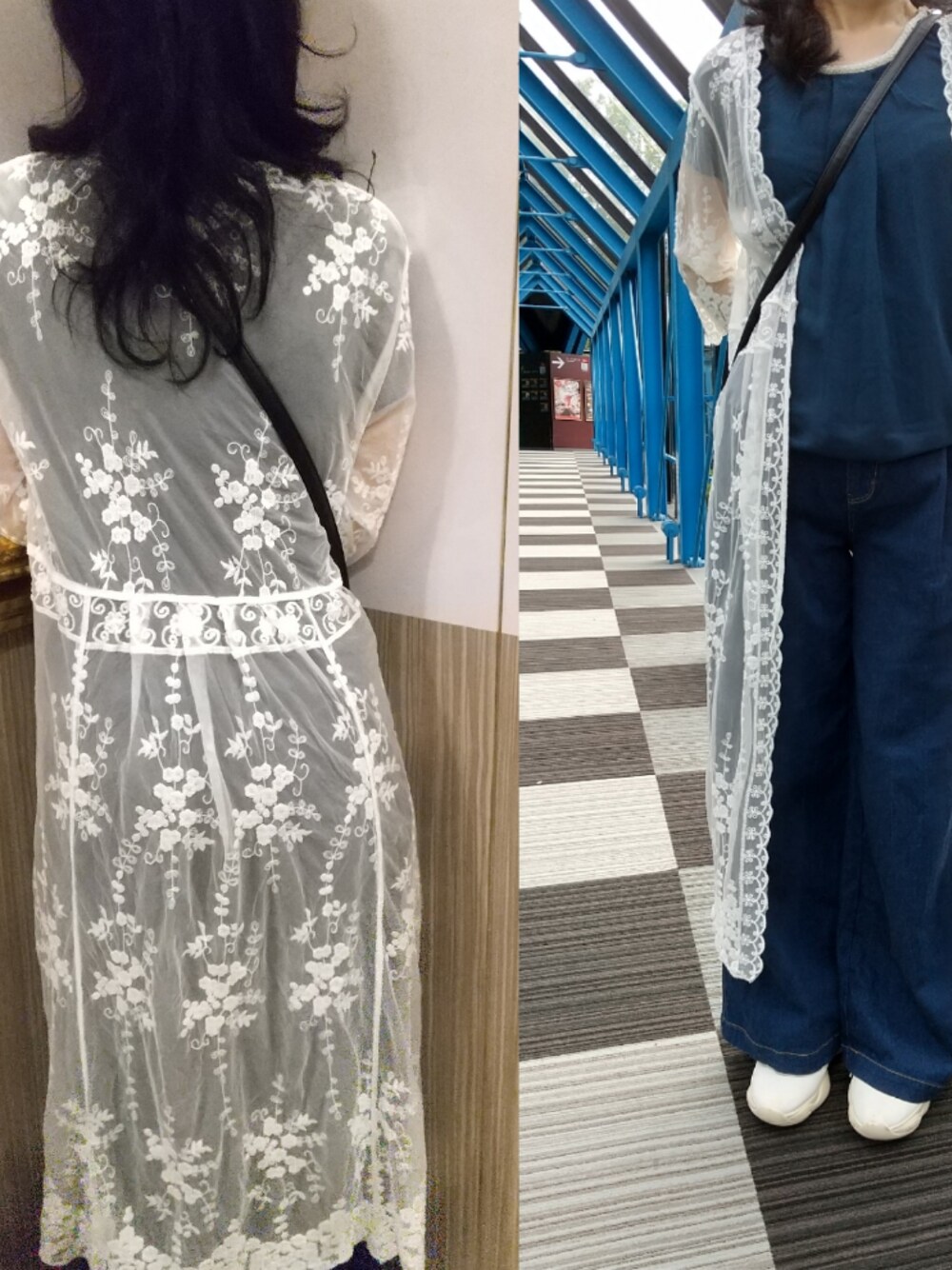 fifth フィフス　フラワー刺繍スカラップロングガウン 美品 fifth フィフス フラワー刺繡スカラップロングガウン ロング丈