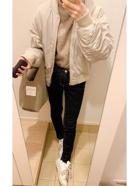 「OZOC（オゾック）のアイテム（パンツ）」を使った、miriさん（レディース・158cm）の春コーディネート