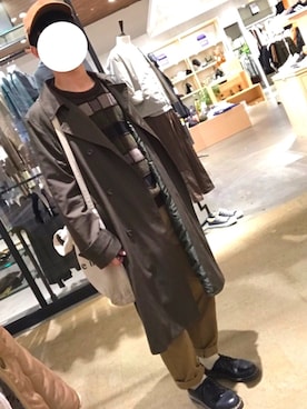「コーデュロイキャップ」｜「アイテム（トレンチコート）」を使った、けーご   さん（メンズ・165cm）の冬コーディネート