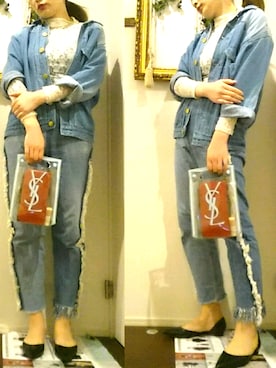 「CELINE」｜「アイテム（デニムジャケット）」を使った、shiiiiiさん（レディース・162cm）の春コーディネート