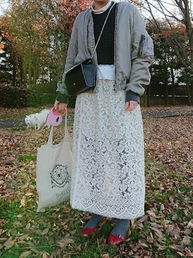 「URBAN RESEARCH（アーバンリサーチ）のアイテム（MA-1）」を使った、shiiiiiさん（レディース・162cm）の冬コーディネート