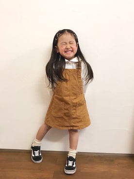「apres les cours（アプレレクール）のアイテム（オールインワン・サロペット）」を使った、はならん。さん（キッズ・90cm）の冬コーディネート