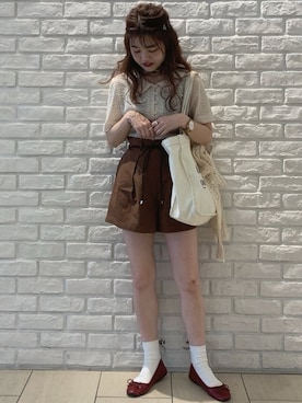 「WEGO（ウィゴー）のWEGO/バレエシューズ（バレエシューズ）」を使った、yukie.さん（レディース・156cm）の夏コーディネート
