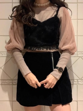 「SPINNS(スピンズ)のアイテム(キャミソール)」を使った、yukie.さん(レディース・155cm)の秋コーディネート