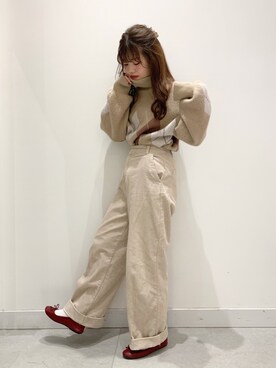 「WEGO（ウィゴー）のWEGO/バレエシューズ（バレエシューズ）」を使った、yukie.さん（レディース・155cm）の冬コーディネート