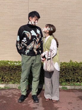 「カップルコーデ」｜「アイテム（その他シューズ）」を使った、yukie.さん（レディース・155cm）の冬コーディネート