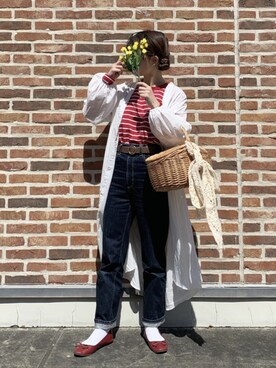 「ガウン」｜「アイテム（バレエシューズ）」を使った、yukie.さん（レディース・155cm）の春コーディネート