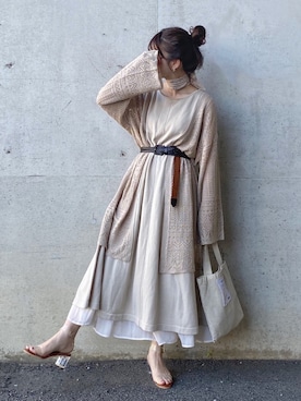 「クリアサンダル」｜「アイテム（財布/小物）」を使った、yukie.さん（レディース・155cm）の夏コーディネート