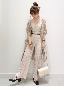 「透かし編みニット」｜「アイテム（財布/小物）」を使った、yukie.さん（レディース・155cm）の夏コーディネート