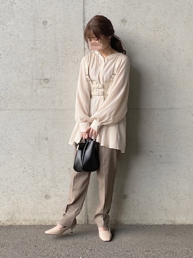 「pairpair」｜「アイテム（スラックス）」を使った、yukie.さん（レディース・155cm）の秋コーディネート