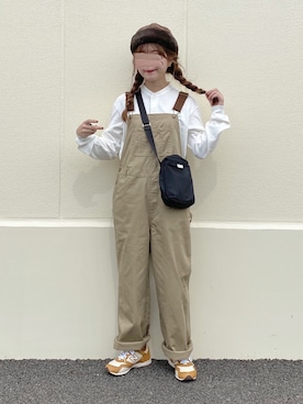 「秋のカフェオレコーデ」｜「アイテム（サロペット/オーバーオール）」を使った、yukie.さん（レディース・155cm）の秋コーディネート