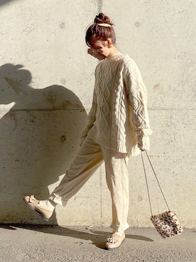 「GRL（グレイル）のケーブル編みニットトップス（ニット/セーター）」を使った、yukie.さん（レディース・155cm）の秋コーディネート