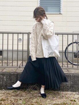 「GRL（グレイル）のケーブル編みニットトップス（ニット/セーター）」を使った、yukie.さん（レディース・155cm）の冬コーディネート
