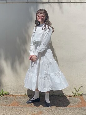 ワンピースを使った 真っ白コーデ の人気ファッションコーディネート Wear