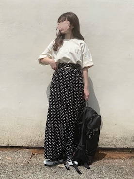 「ロンクスカート」｜「アイテム（スウェット）」を使った、yukie.さん（レディース・155cm）の春コーディネート
