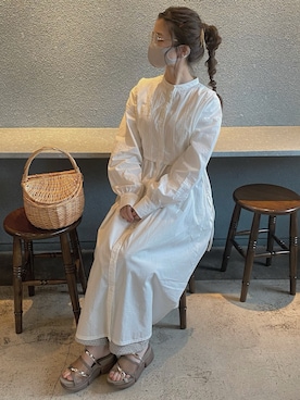 「ap retro（アプレトロ）のアイテム（シャツワンピース）」を使った、yukie.さん（レディース・155cm）の春コーディネート