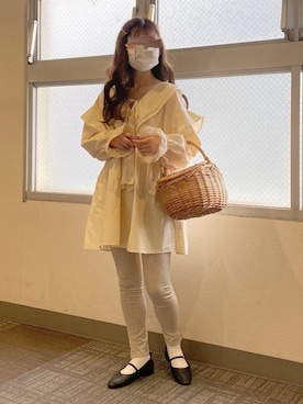 「sakishimatokyo（サキシマトーキョー）のアイテム（チュニック）」を使った、yukie.さん（レディース・155cm）の春コーディネート