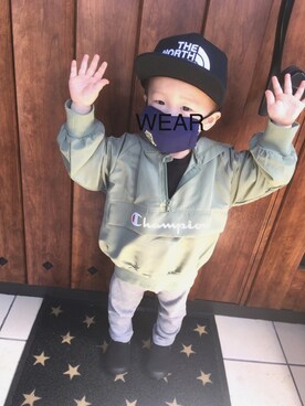 「Champion（チャンピオン）のアイテム（ジャケット/アウター）」を使った、na＊さん（キッズ・90cm）の春コーディネート