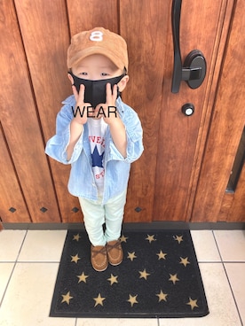 「アイテム（モカシン/デッキシューズ）」を使った、na＊さん（キッズ・90cm）の秋コーディネート