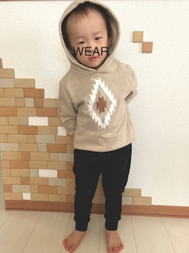 「アイテム（スウェットパンツ）」を使った、na＊さん（キッズ・90cm）の冬コーディネート