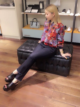 「DIESEL（ディーゼル）のアイテム（ノーカラージャケット）」を使った、CHIKAさん（レディース・152cm）の春コーディネート