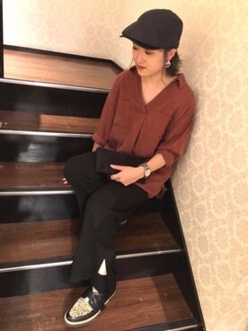「RAGEBLUE（レイジブルー）のアイテム（アナログ腕時計）」を使った、polcadotさん（レディース・160cm）の秋コーディネート