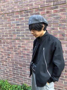 「スエット」｜「アイテム（ハンチング/ベレー帽）」を使った、polcadotさん（メンズ・170cm）の秋コーディネート