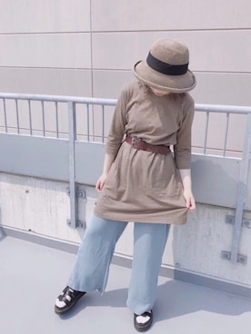 「サッシュベルト」｜「アイテム（その他）」を使った、polcadotさん（レディース・157cm）の春コーディネート